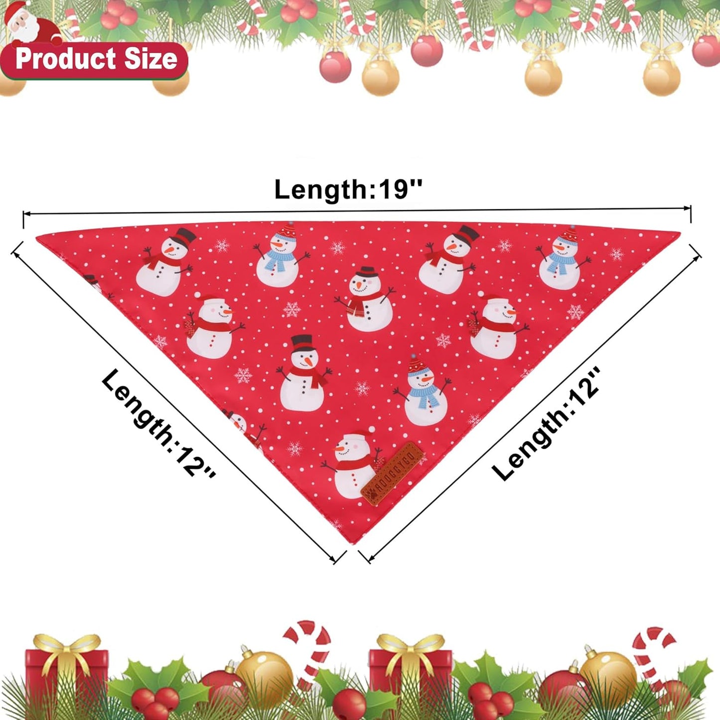 ADOGGYGO Christmas Cat Bandanas 2 Pack, Red Green Snowman Christmas Tree Bandanas for Cat Kitten