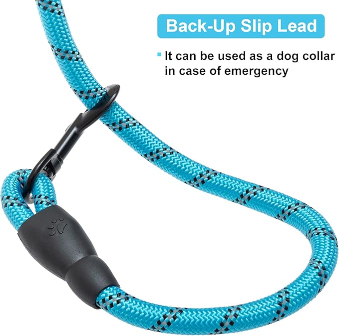 BEAUTYZOO Heavy Duty Rope Dog Leash 3 Pack, 6FT Nylon Pet Leash with Reflective Thread, Soft Padded Handle Thick Lead Strong Dog Leashes for Large Medium Dogs Small Puppy Training 6'*1/2 inch