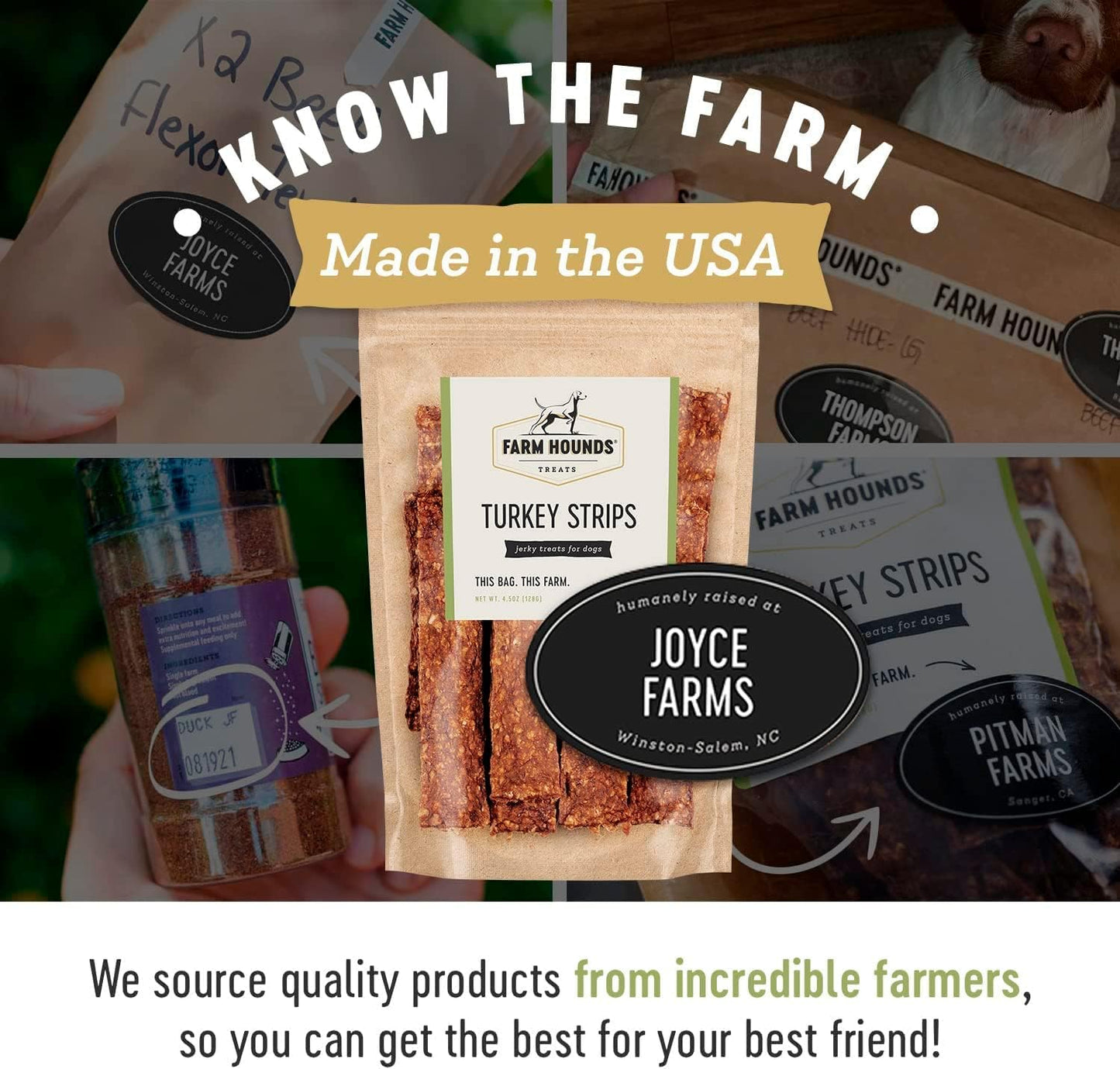 Farm Hounds - Turkey Strips - Premium Natural Jerky for Dogs - from 100% Humanely Raised Turkey - Break-to-Size - Great for Training & Treats - No Added Fillers - Made in USA - 4.5 oz - 2 Pack