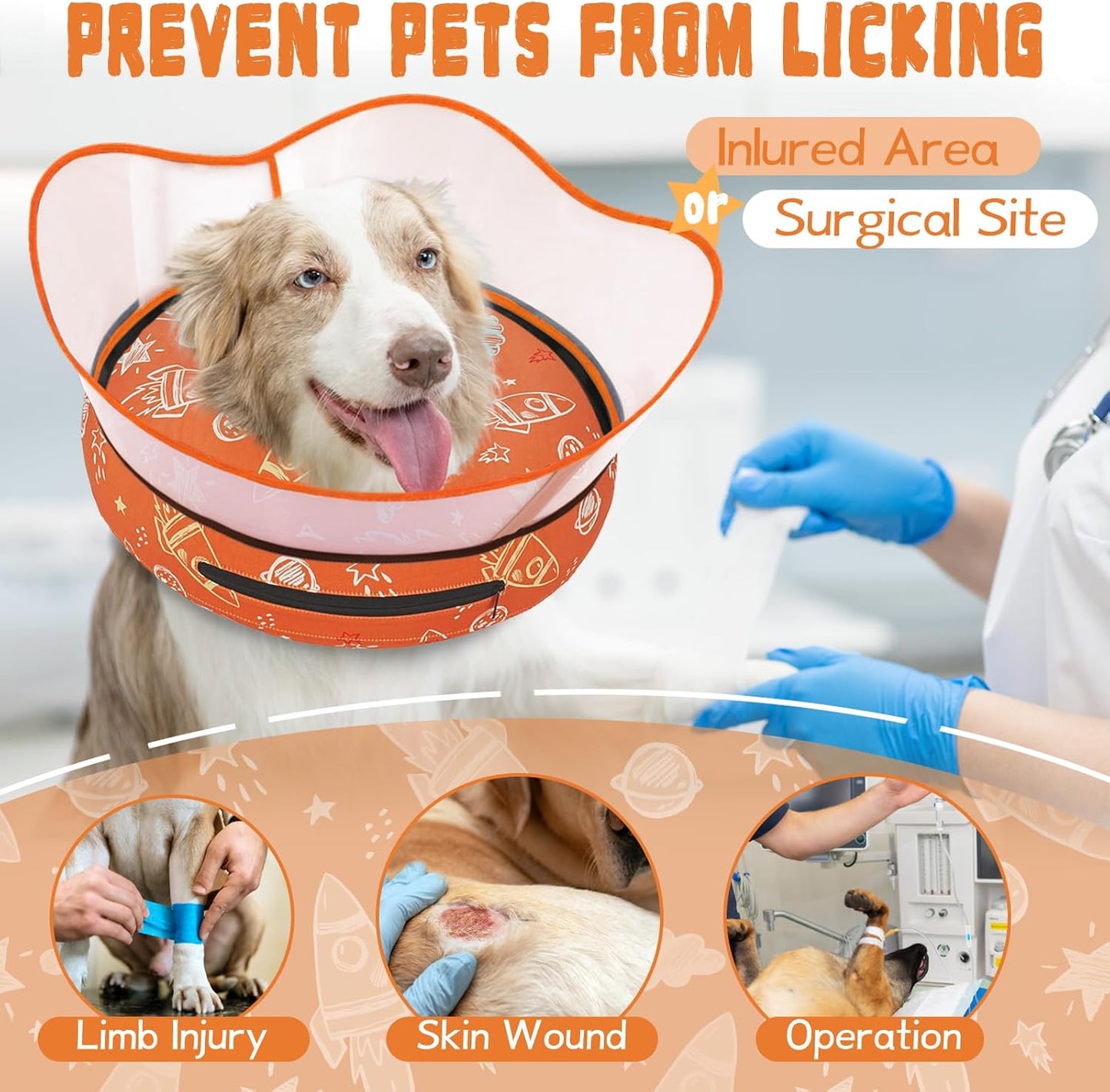 Elevated Inflatable Dog Cone Collar to Stop Licking, Dog Donut Collar After Surgery, Soft Dog Cone Alternative for Small Medium Large Dogs