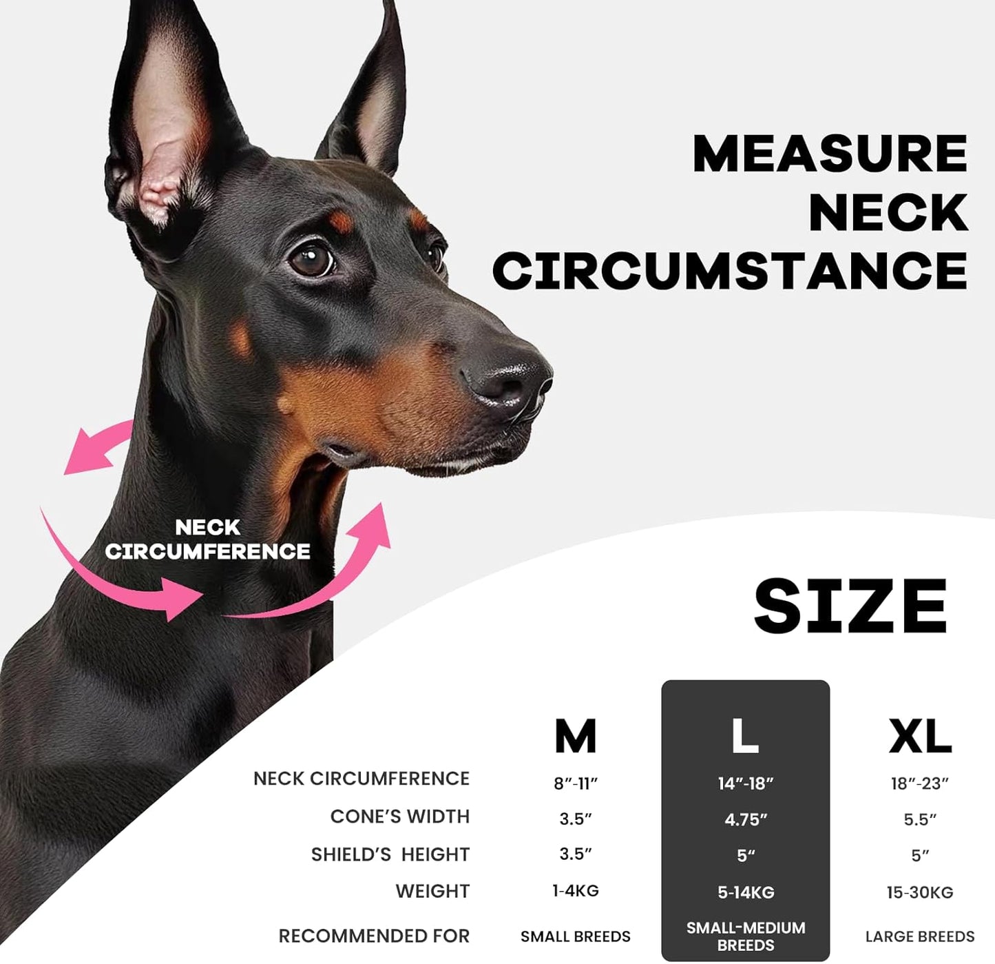 Inflatable Dog Cone Collar-Enhanced Anti-Licking Protective Cone with Adjustable Strap-Soft Dog Donut Collar Recovery Cone for Pets After Surgery(Grey, L)