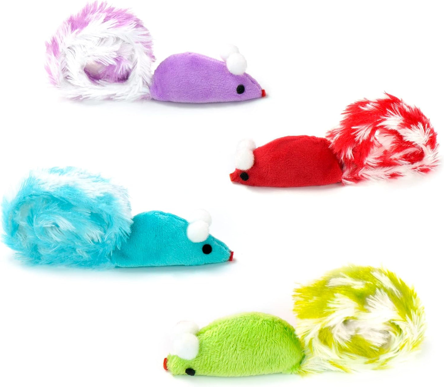 CHIWAVA 4 Packs 15 Inch Long Soft Plush Cat Toys Mice with Rattle Rustle Sound Small Mouse Activity Interactive Toy