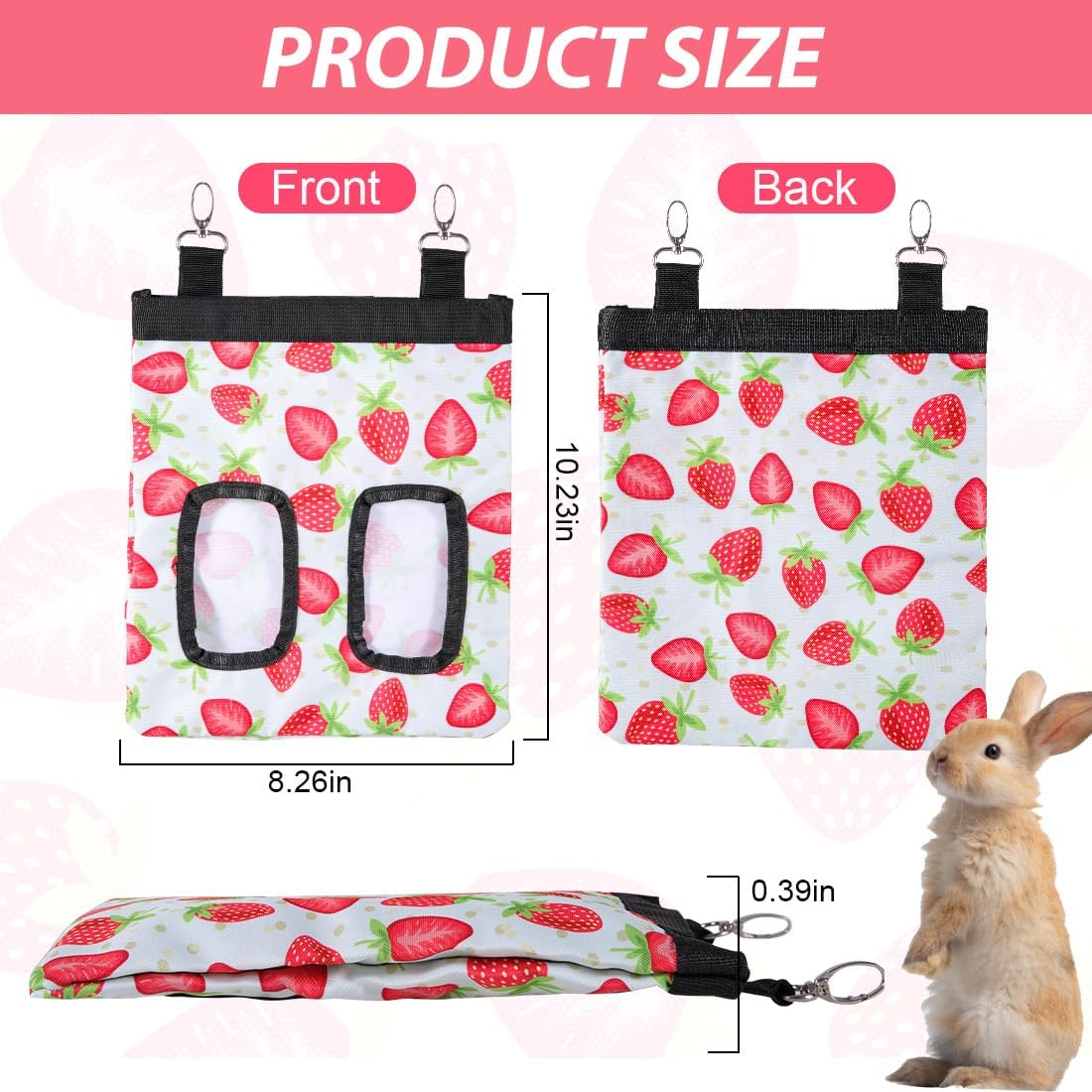 DZWLKJ Guinea Pig Hay Feeder, 600D Polyester, Watermelon, Rabbit Hay Feeder Bag, Guinea Pig, Chinchilla, Hamsters, Small Pets, 1 Pack, Foldable, Lightweight