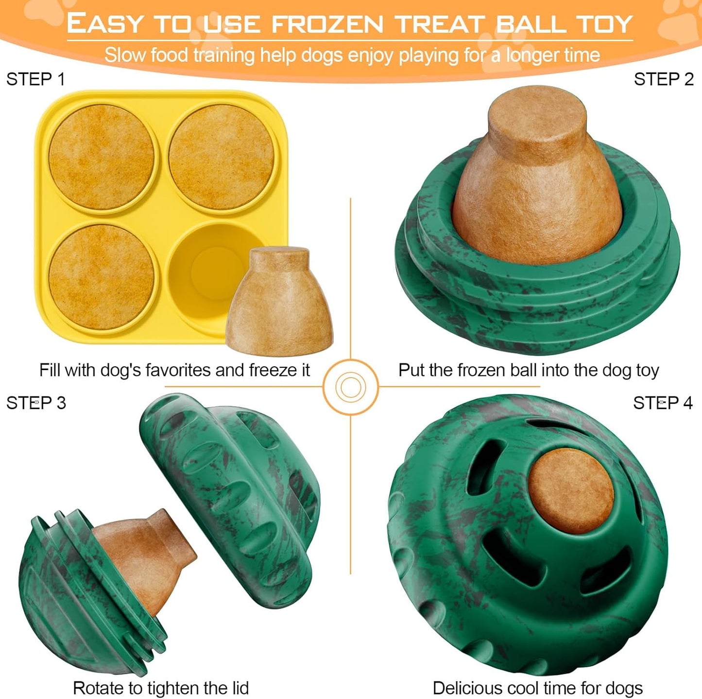 Dog Toys to Keep Them Busy,Frozen Treat Dog Enrichment Toys,Slow Food Training to Relieve Boredom and Stimulating,Dog Puzzle Treat Food Dispensing Ball Toy for Small Medium Large Dogs