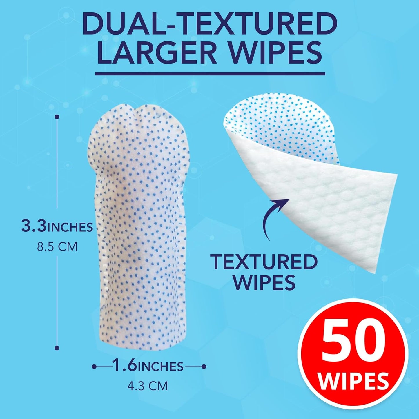 NOVEHA 50PCs Pets Dental Finger Wipes for Dogs & Cats | Freshens Breath, Reduces Plaque | Healthier Gums | Clean Teeth No Toothbrush | Vet Recommended Effective Natural Oral Care | Flavor-Free