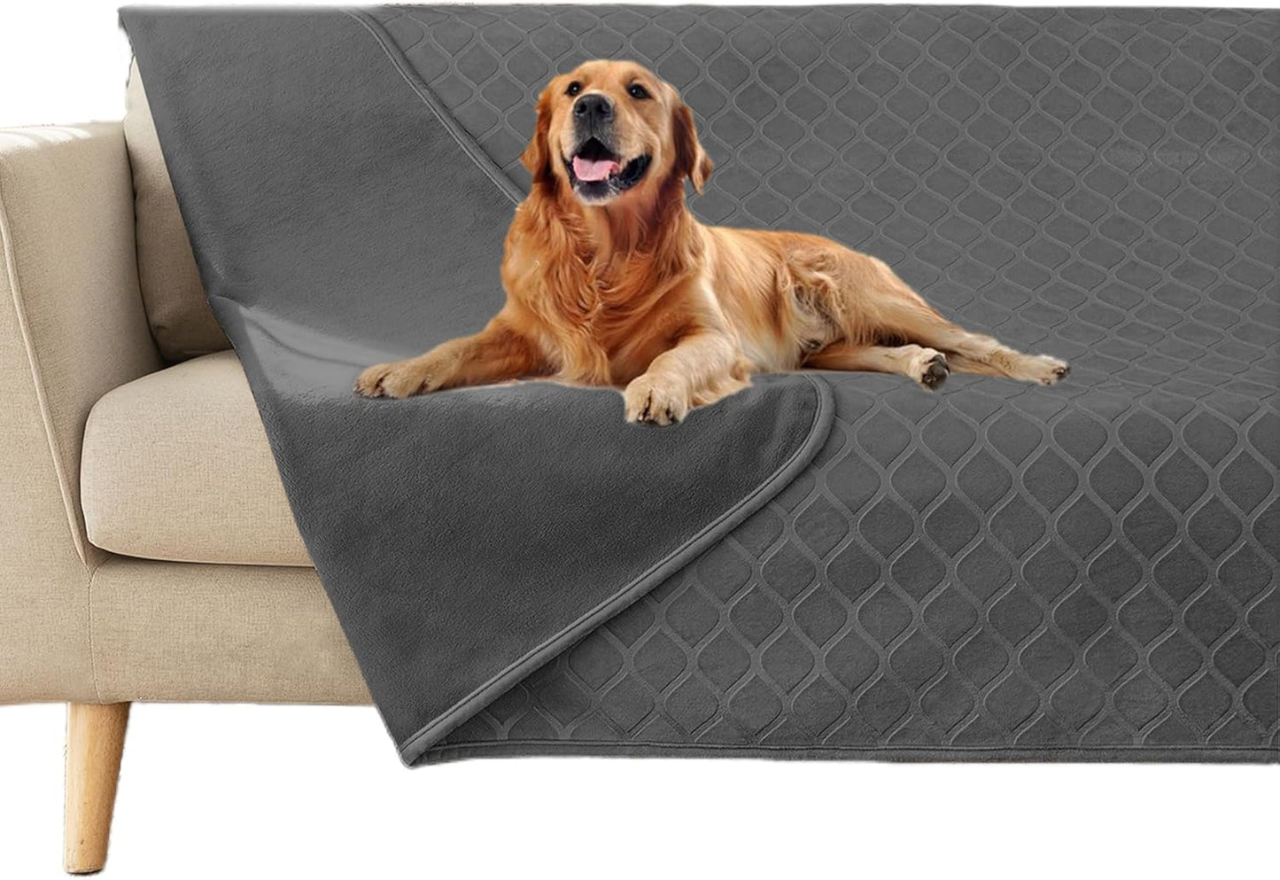 fuguitex Waterproof Dog Blanket Bed Cover Dog Crystal Velvet Moroccan Fuzzy Cozy Plush Pet Blanket Throw Blanket for Couch Sofa(40 * 60 inch, Dark Grey+Grey)