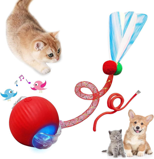 Interactive Cat Ball Toys for Indoor Cats,The 3rd Generation Agile Moving Cat Ball with Elastic Mesh Tail,Automatic Kitten Toys for Bored Indoor Adult Cats,Motion Activated (1pcs of Pack)