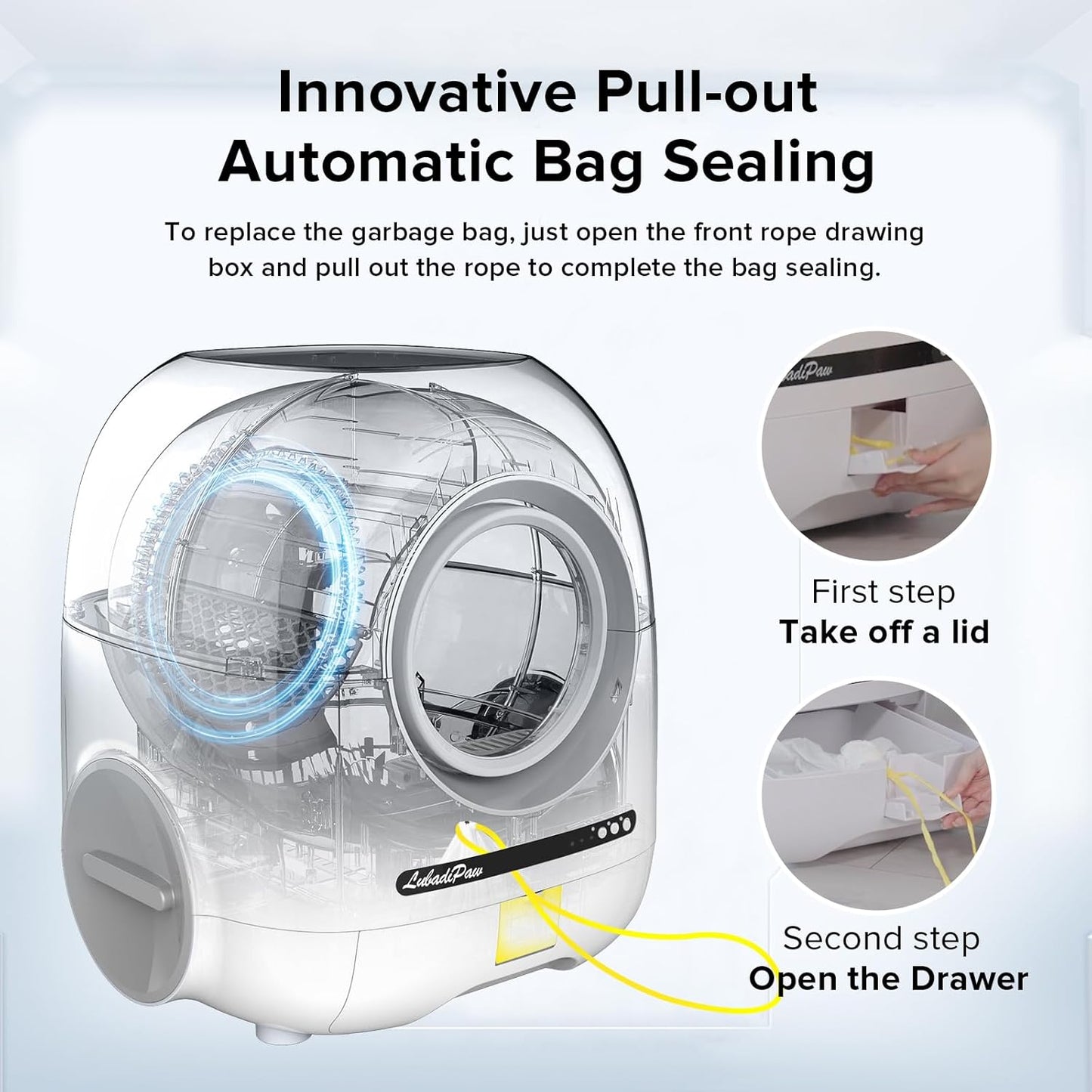 Extra Large Automatic Cat Litter Box Self Cleaning, Large Capacity Litter Robot with App Control Smart Odor Removal Safety Protection for Multiple Cats