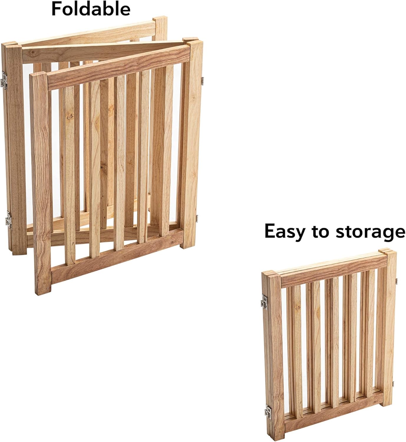 LZRS 3-Panel Wooden Free Standing Foldable Dog Gate Indoor – 24" High,Step-Over Safety Pet Gate for Doorways, Stairs, Hallways, Indoor Dog Barrier for Small to Medium Dogs & Puppies, Natural