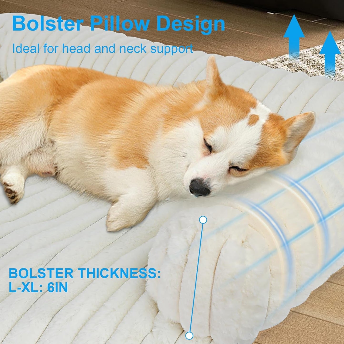 Luxurious Dog Couch Bed, Washable Calming Dog Couch Cover, Removable Couch Protector for Dogs, Waterproof Sofa Bed, Pet Bed Mats for Couch, Pet Couch Covers for Sofa(White, L)