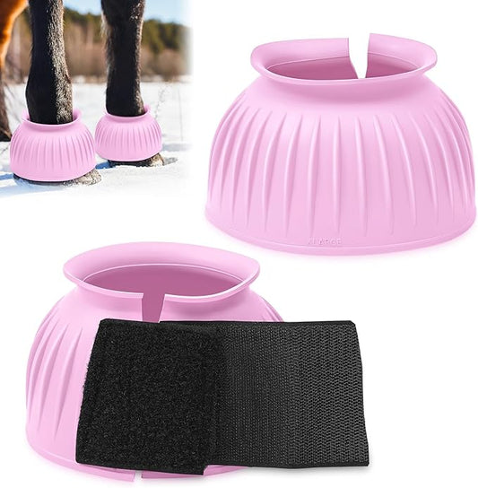 Abbylike Horse Bell Boots Protect Against Hoof Impact Trauma Rubber Bell Boots Horse Care for Turnout No Rub Design Comfort Quick Wrap Hook and Loop