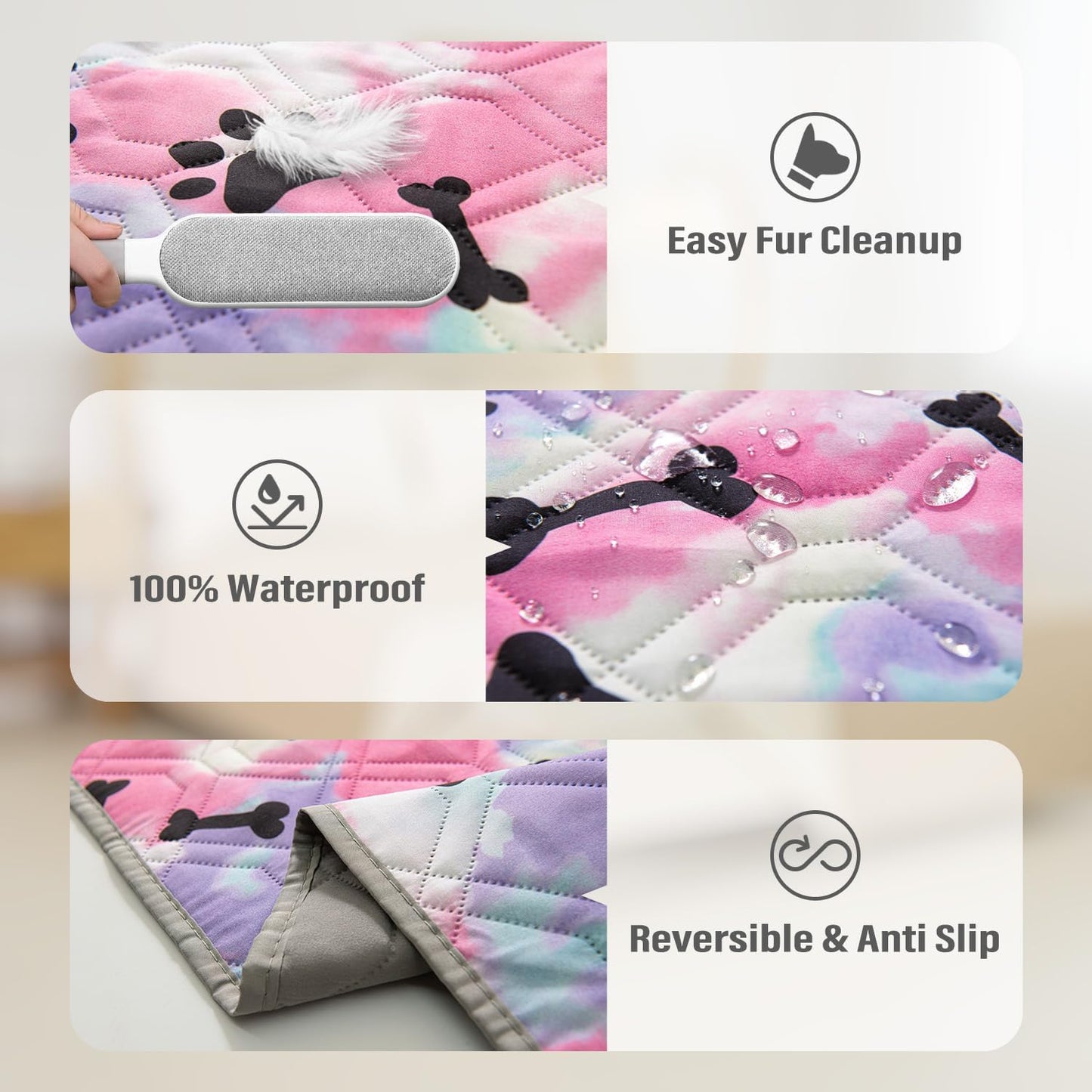 Dog Bed Cover for Pets Blankets Rug Pads for Couch Protection Waterproof Bed Covers Dog Blanket Furniture Protector Reusable Changing Pad (20X30, Red+Black Paw Bone)