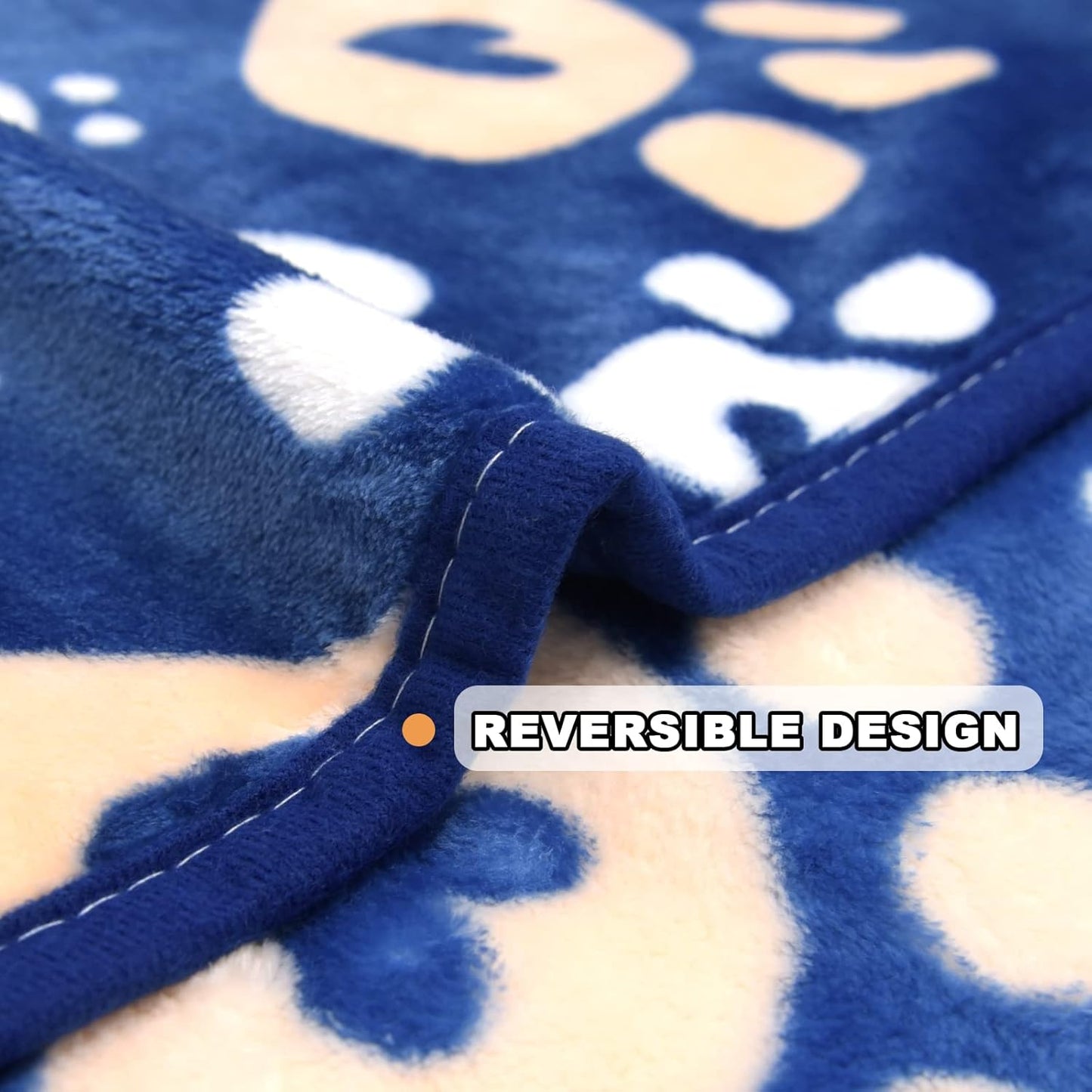 Dog Blanket, Soft Fleece Dog Blankets for Large Dogs, Fluffy Flannel Pet Cat Puppy Blanket Mat Cover for Bed Couch, Cute Paw Print Throw Blanket for Dogs, Blue 60"X50"