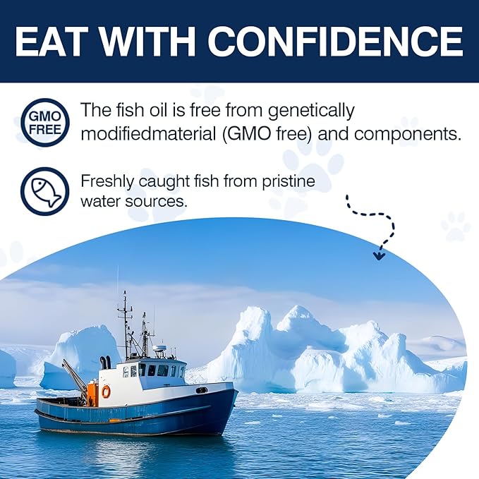 Omega 3 Skin and Coat Supplement for Dogs 200 Chews Dog Fish Oil Supplements with EPA & DHA Fatty Acids Dry Skin Relief for Dogs Shedding Allergy Itching Promotes Heart Hip Joint Health