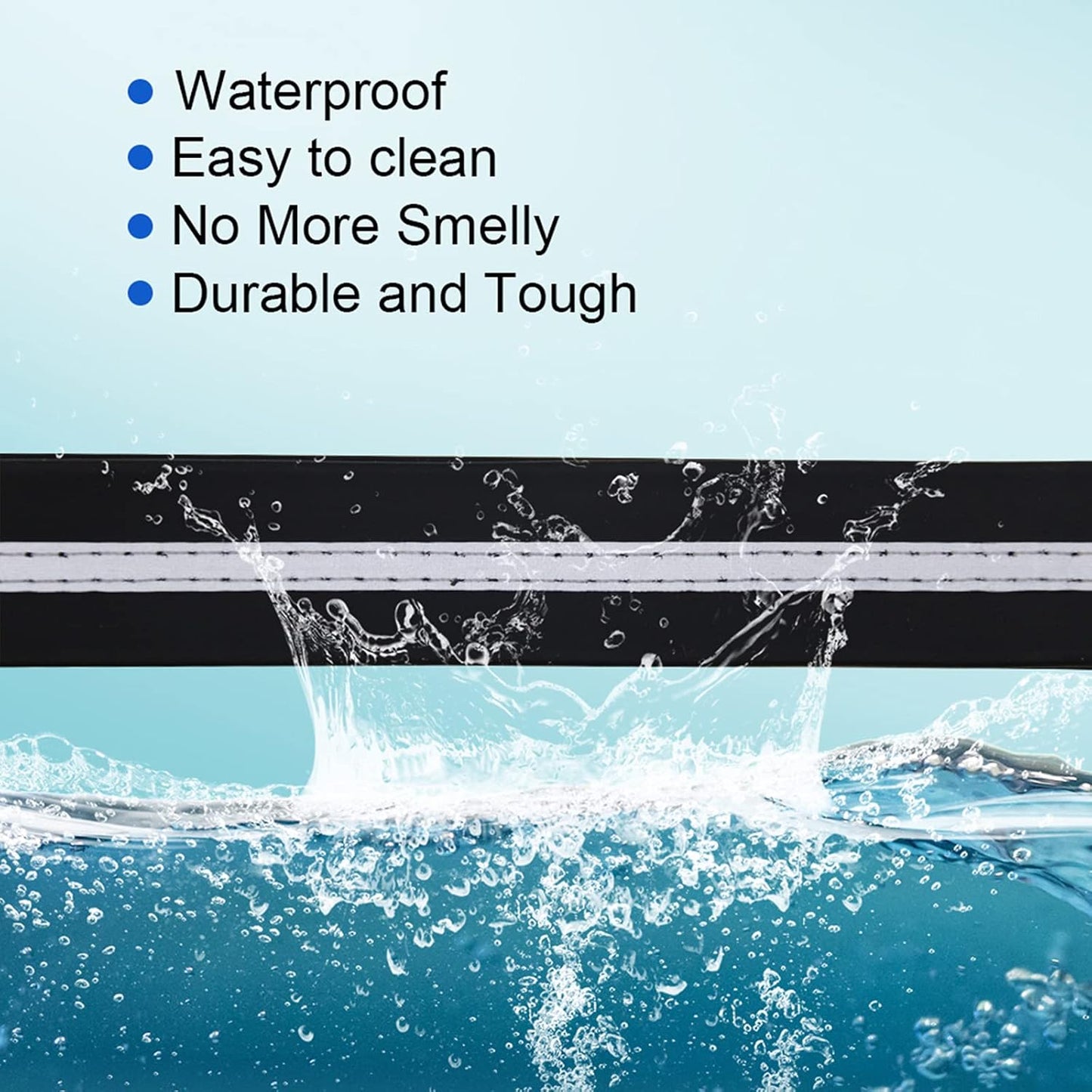 NIMBLE Dog Collar Waterproof Pet Collars Anti-Odor Durable Adjustable PVC & Polyester Soft with Reflective Cloth Stripe Basic Dog Collars S/M/L Sizes (Medium (11.81”-18.5”inches), Black)