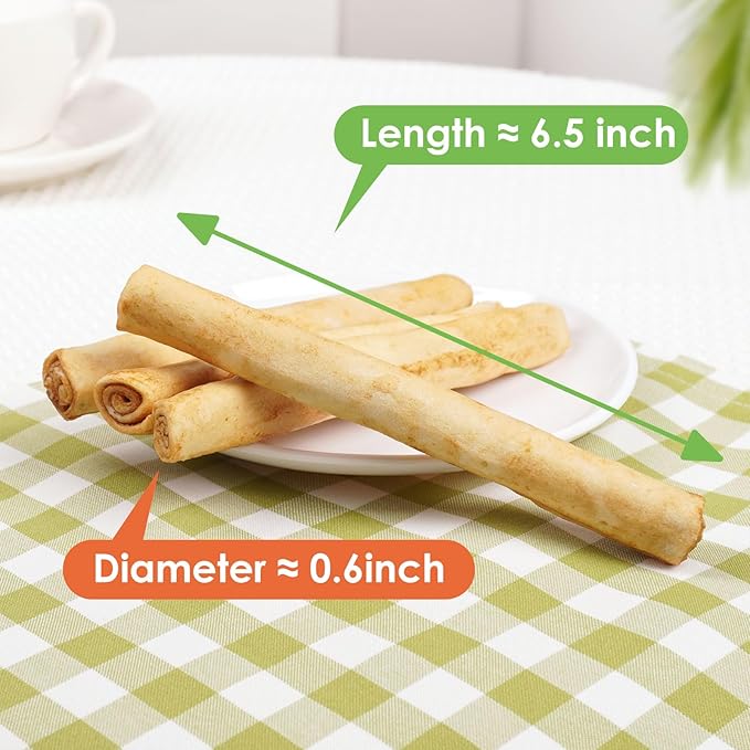 MON2SUN Dog Rawhide Rolls Twist Sticks 6.5 Inch Chew Treats Chicken Flavor 60 Count for Puppy and Small Dogs