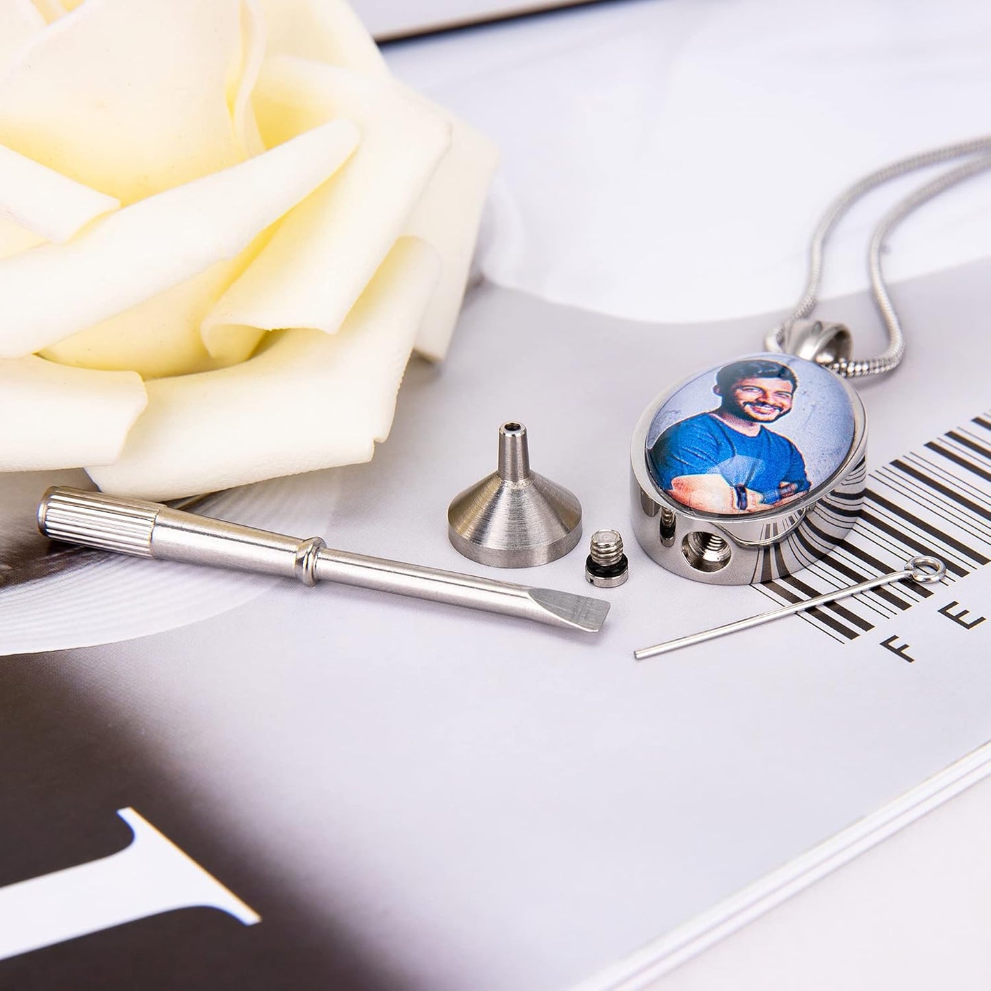 Farfume Personalized Pet Urn Necklace for Dog Cat Ashes Cremation Pet Memorial Customized Photo Text Engraving Pendant Keepsake Funeral Jewelry