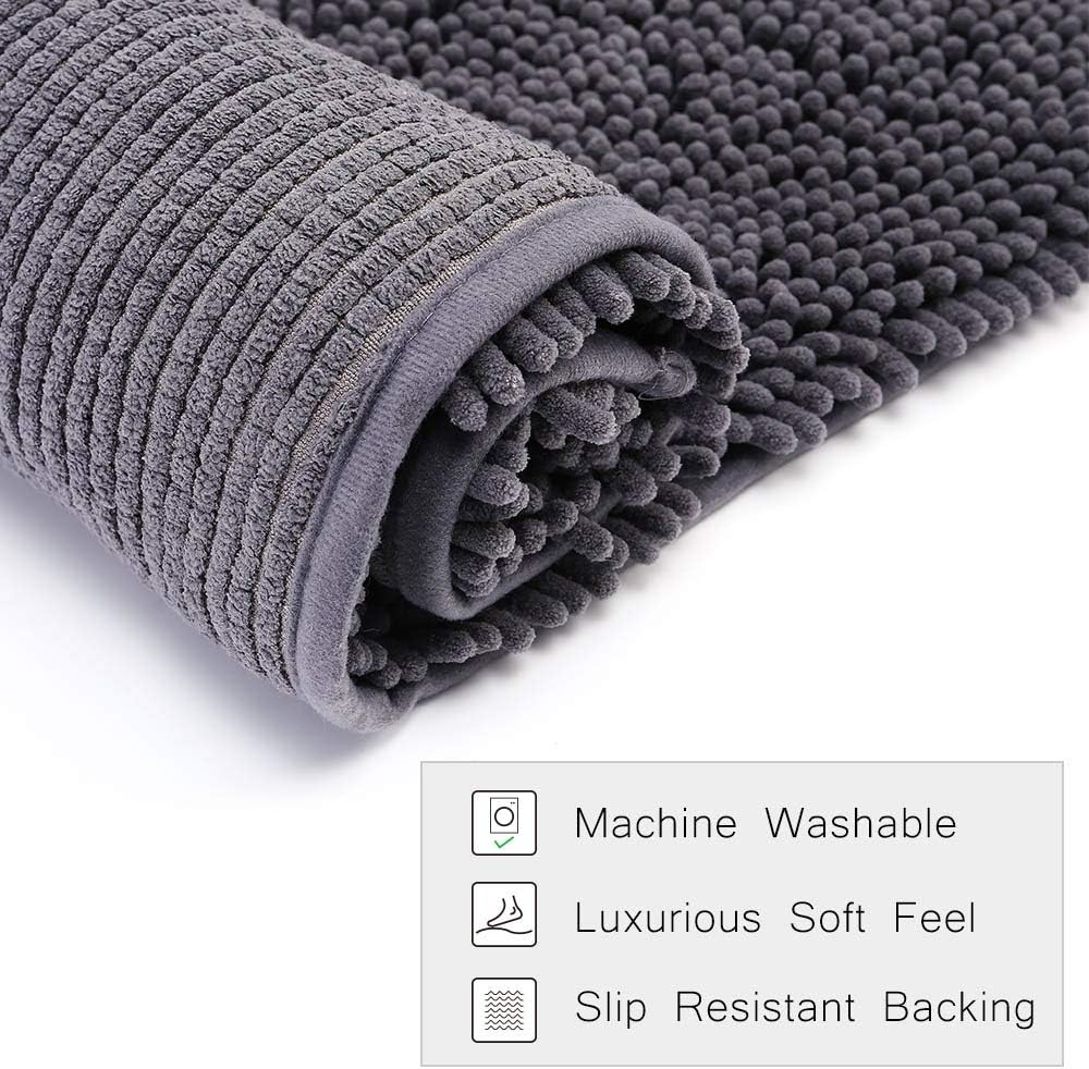 NJSBYL Grey Area Rugs 3x5 Mats for Bedroom Living Room 30 X 60 Inches Gray Indoor Doormat Shaggy Ultra Soft Chenille Area Play Rugs for Kids Dogs Cats Water Absorbent Machine Washable Dry