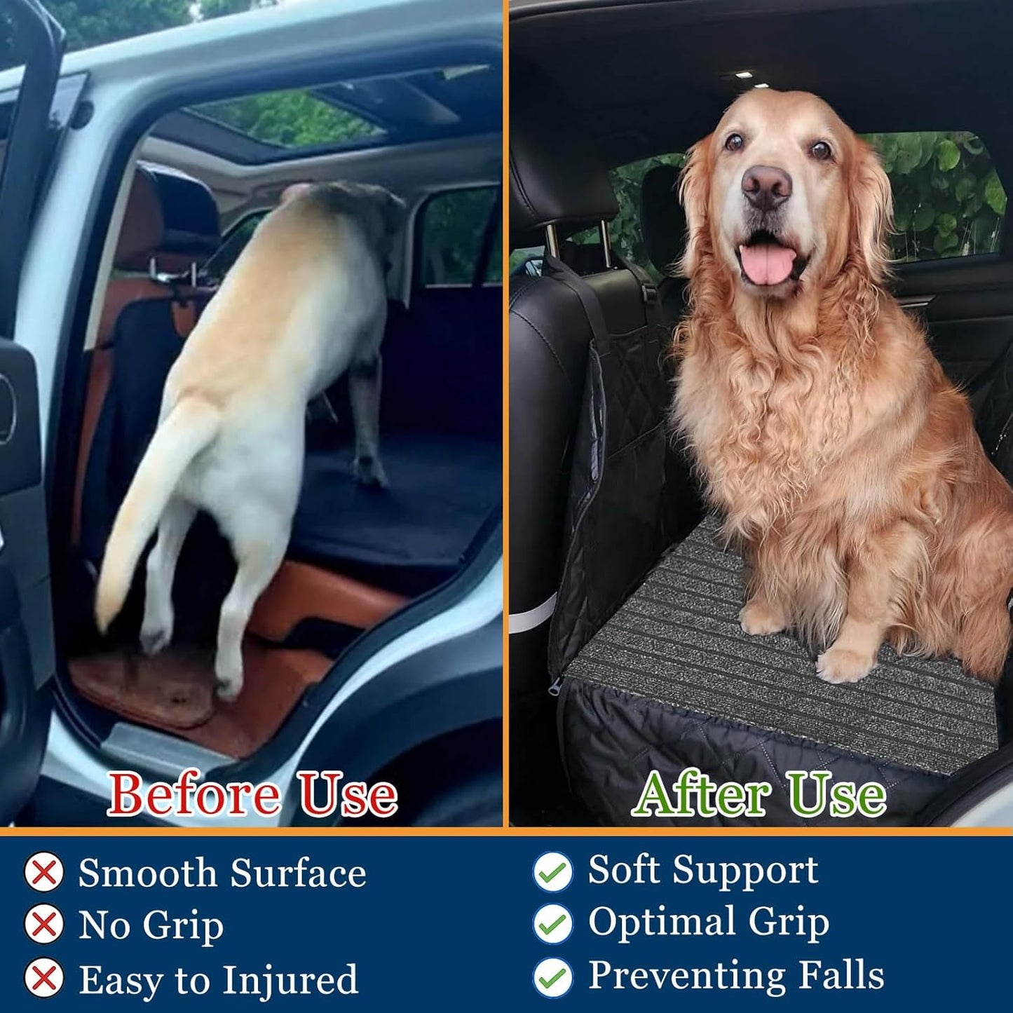 Dog Mat for Back Seat Extender, Non-slip Dogs Rug for Car Back Seat Cover with Hard Bottom, Waterproof Pet Protector Pad Fit Dog Hammock, Pet Backseat Cushion for Car, SUV, Truck. (51" x 24") (L).