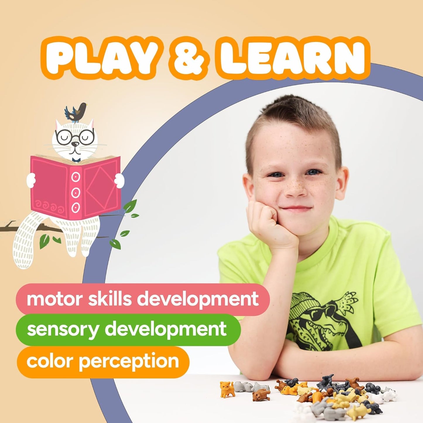 Tiny Dog and Cat Figurines for Kids - Small Animals Toys in Bulk - Little Pet Toys - Tiny Plastic Toys for Kids Classroom Prizes - 50 Pcs - Easter Gifts for Kids