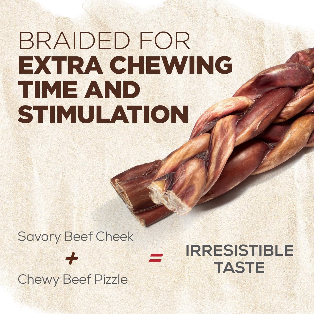 Natural Farm Braided Power Bully Sticks Dog Chews (6”, 10-Pack), 2-in-1 Power Chews: Premium Beef Cheek Wrapped in Beef Pizzle, Braided Together for a Very Long Lasting Chew, Great for Medium Dogs