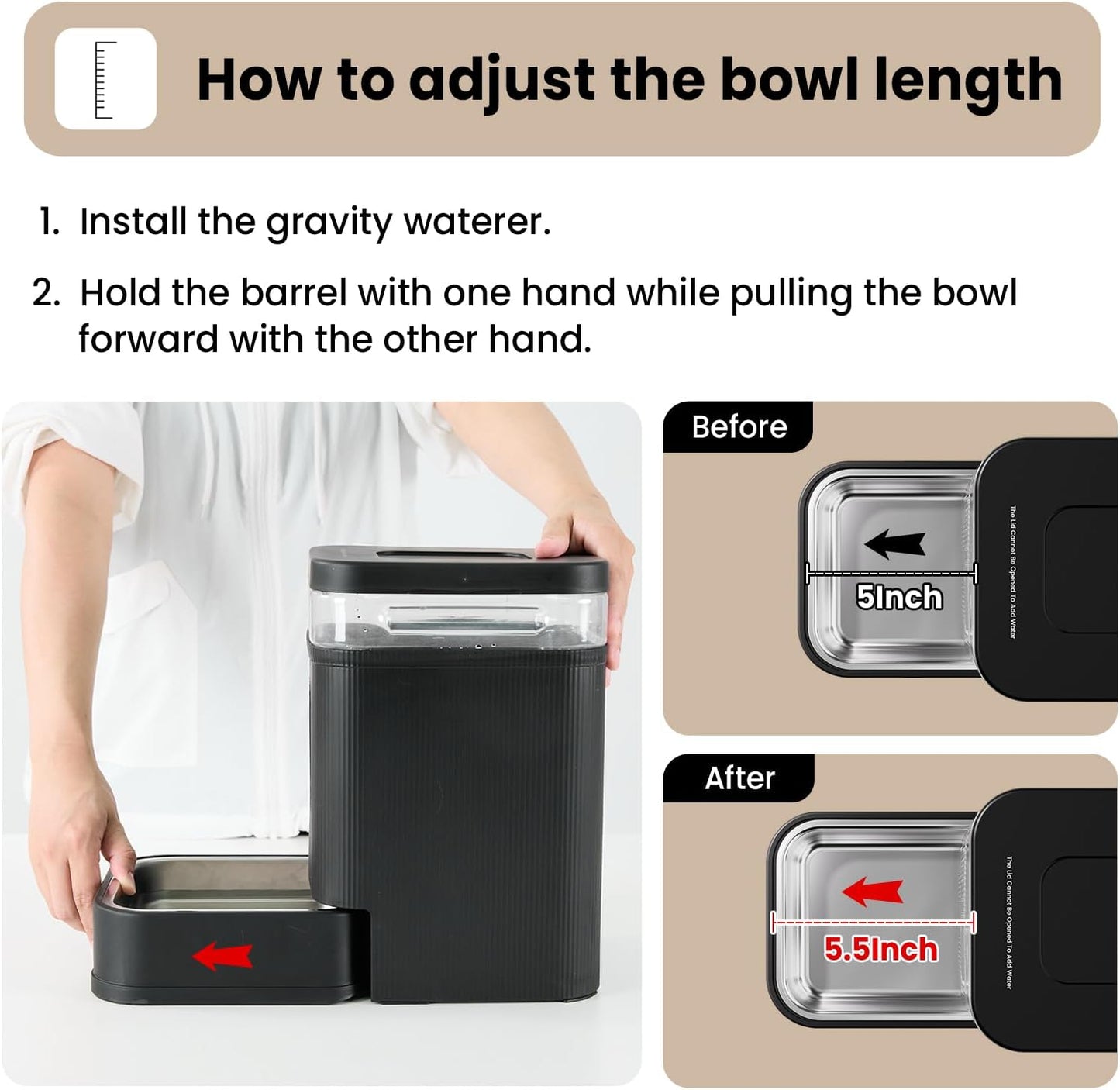 Gardner Pet Automatic Dog Water Dispenser Gravity Waterer with Stainless Steel Bowl Water Dispenser 8.5L Large Capacity Water Feeder with Filters for Dogs Cats Pets, BPA-Free Noise-Free (White, 8.5L)
