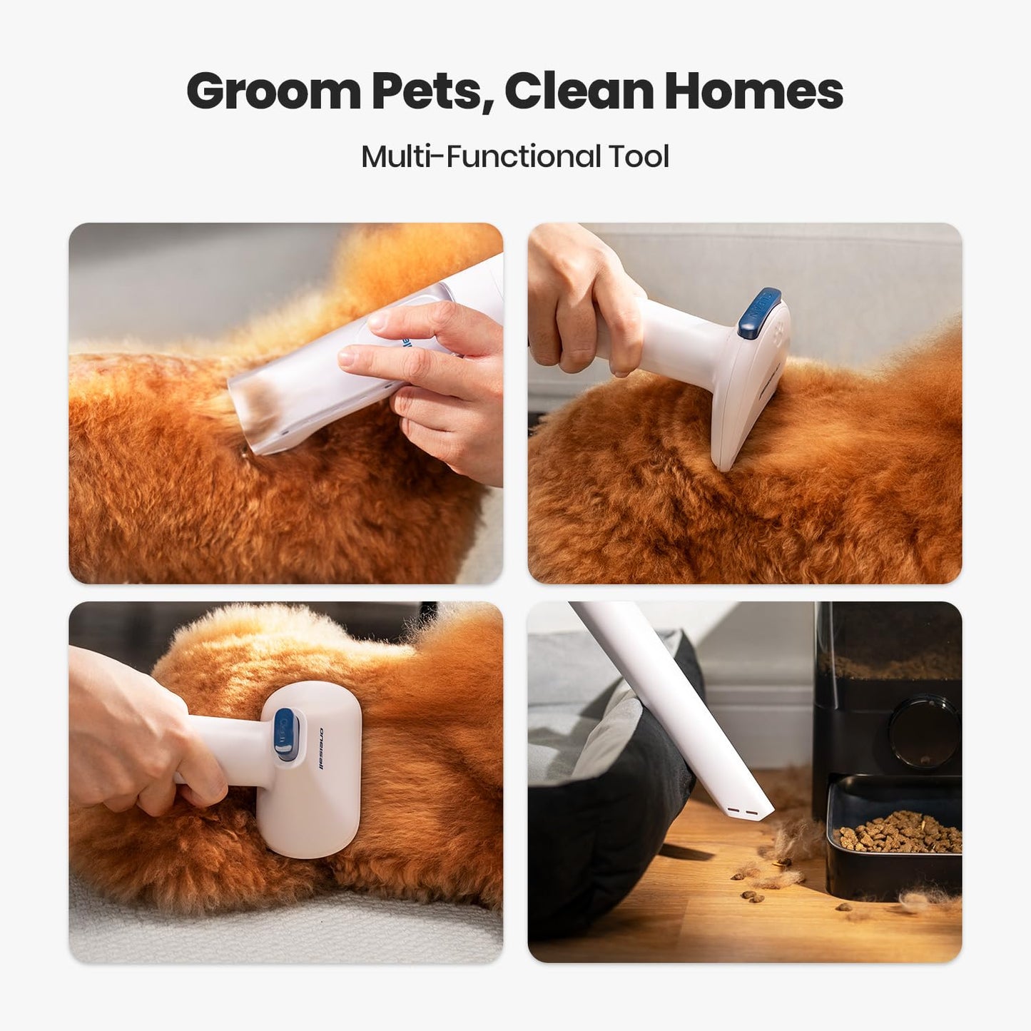 oneisall Cordless Dog Grooming Vacuum Kit, Dog Grooming Kit with 5100mAh & 4-in-1 Pet Tools, 3L Dust Cup, Low Noise for Shedding & Grooming and Suitable for Home/Car Cleaning