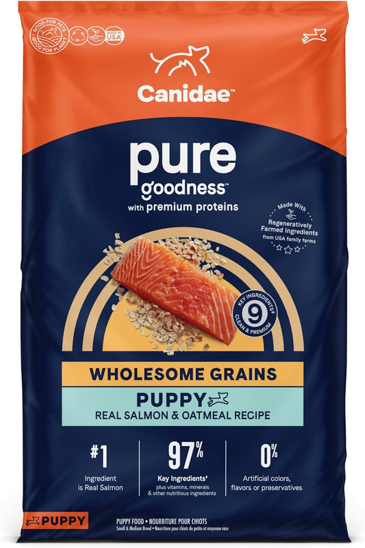 CANIDAE Pure Limited Ingredient Premium Puppy Dry Dog Food, Real Salmon & Oatmeal Recipe, 22 lbs, with Wholesome Grains