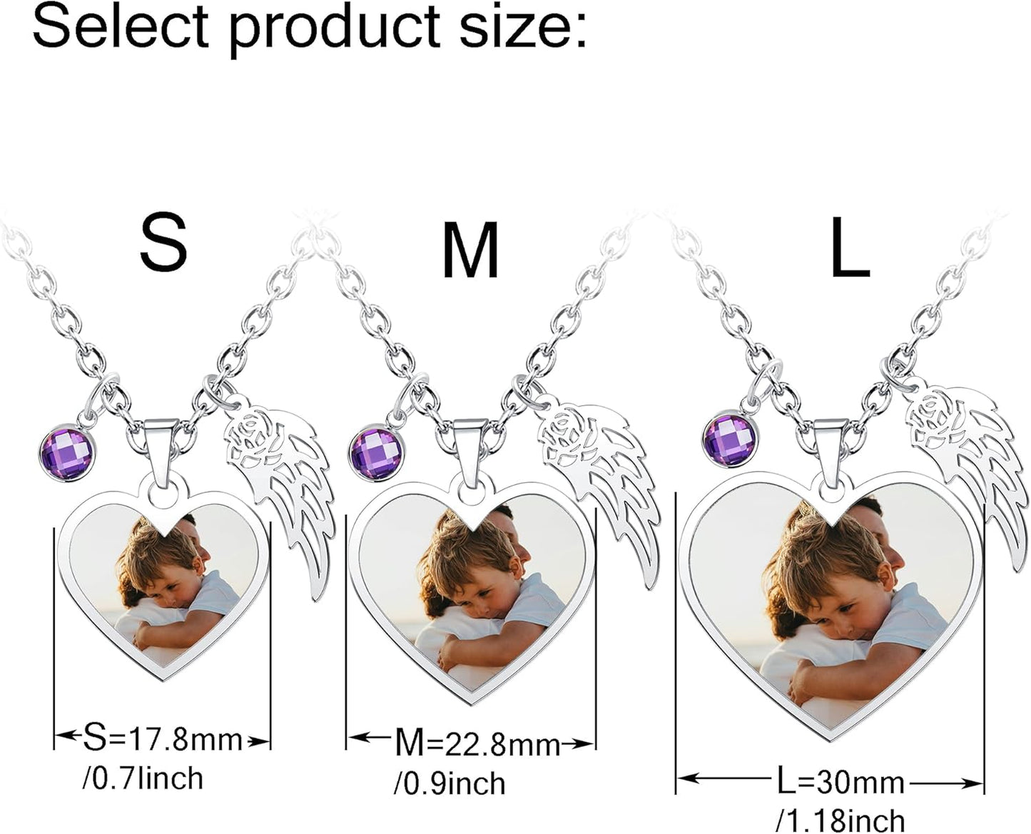 CharmSStory Personalized Photo Necklaces Custom Engraved Name Necklace Memory Keepsake Picture Necklace Pendant Customized Gifts for Women Men