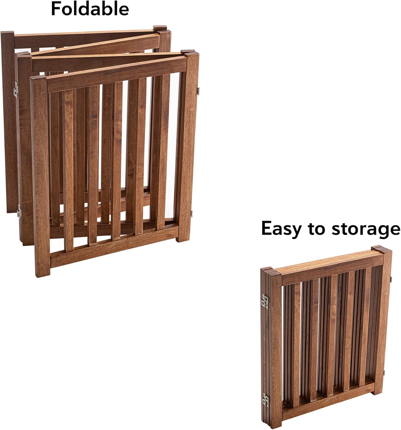 LZRS 4-Panel Wooden Free Standing Foldable Dog Gate Indoor – 24" High, Extra Wide Step-Over Safety Pet Gate for Doorways, Stairs, Hallways, Large Spaces & Playpen for Puppies Indoor Use, Oak