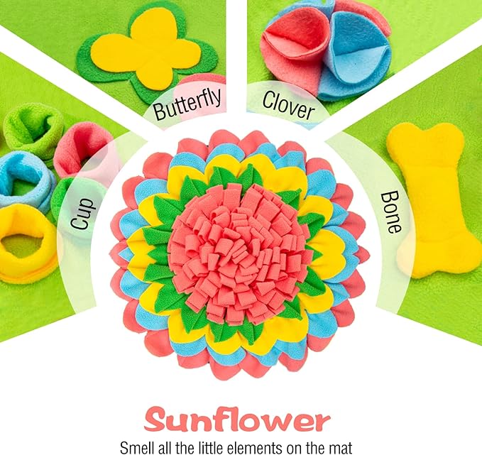 Snuffle Mat for Dogs Pet Treats Feeding Mat for Small/Medium Breed Dogs Non-Slip/Portable/Durable Interactive Dog Puzzle Toys Encourages Natural Foraging Skills (Pink)