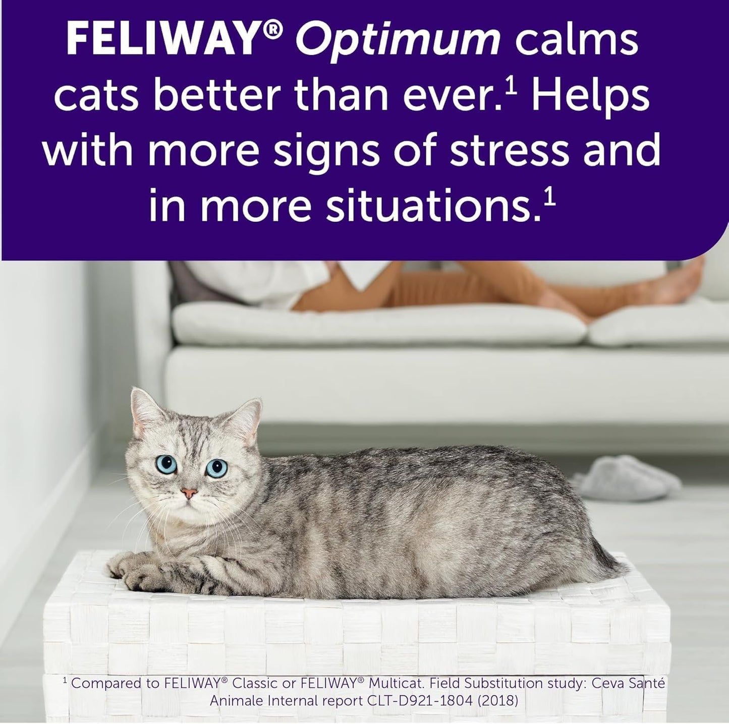 FELIWAY Optimum Cat, Enhanced Calming Pheromone Diffuser: 1 Diffuser & 2 Refills (60 Days)