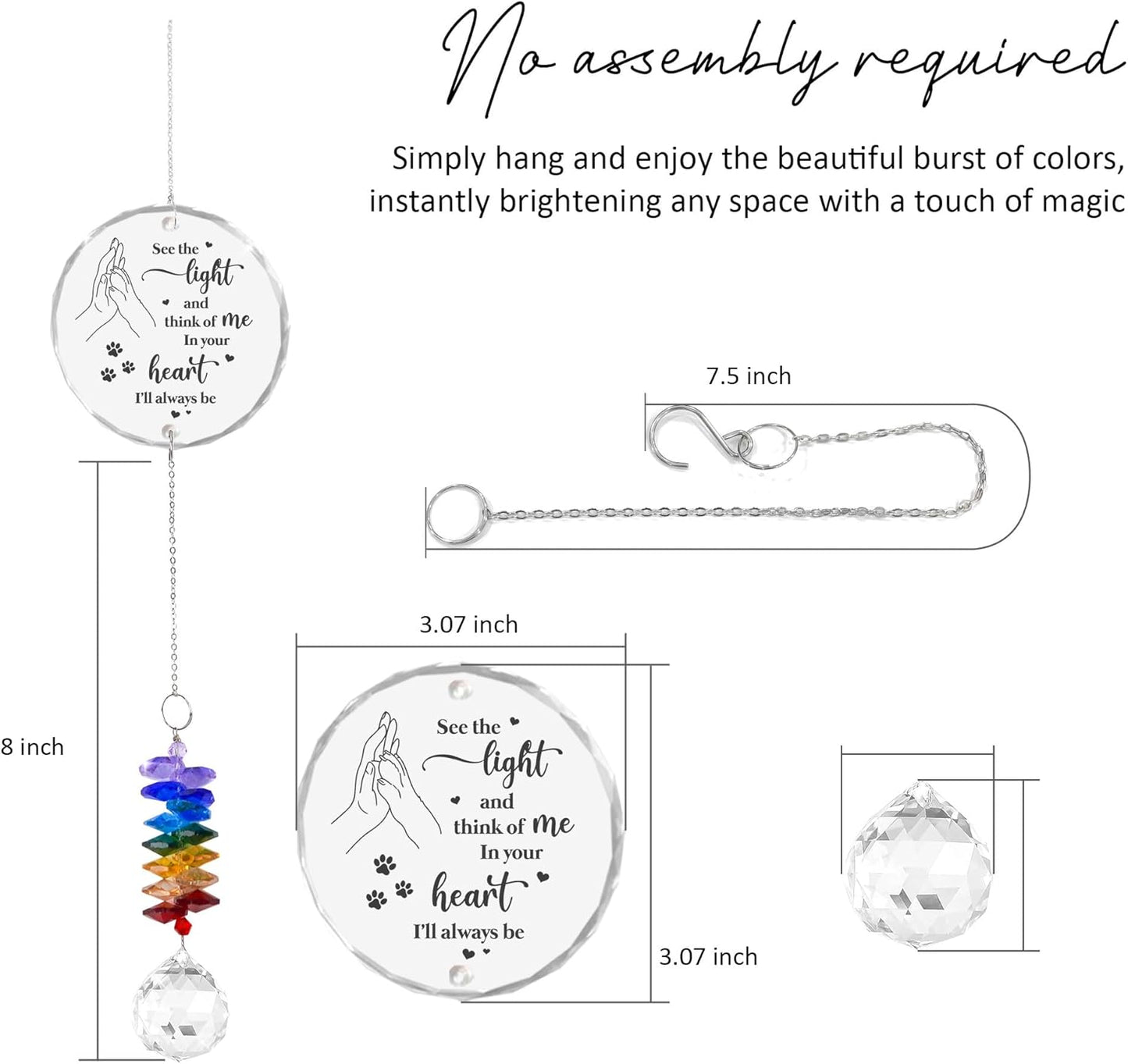 Pet Memorial Suncatcher - Dog Cat Loss Sympathy Gift - Rainbow Crystal Prism - Bereavement Keepsake - Pet Lover Gift - Daily Remembrance - Suncatcher Ornament