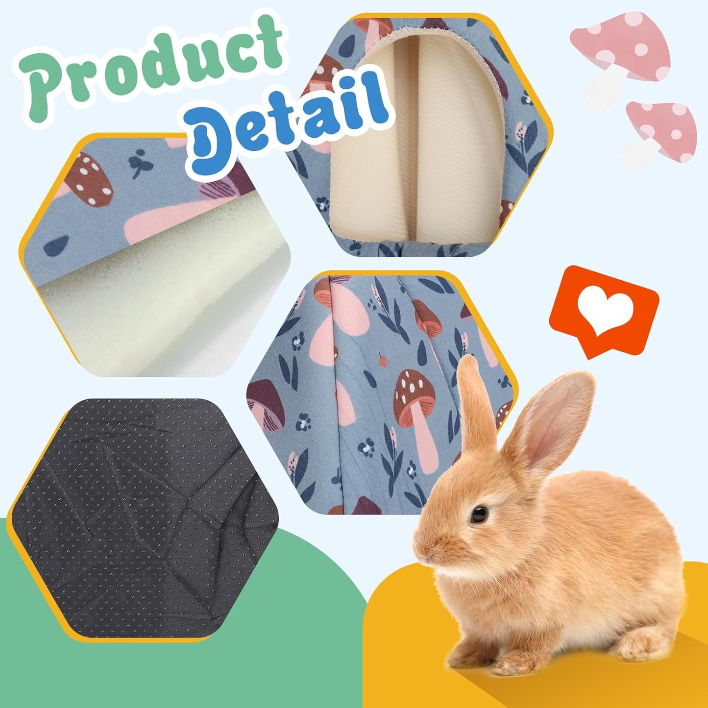 2-Pack Guinea Pig Hideout with Tunnel for Small Animals(Guinea Pig Bedding Warm & Lightweight, Easy to Clean)