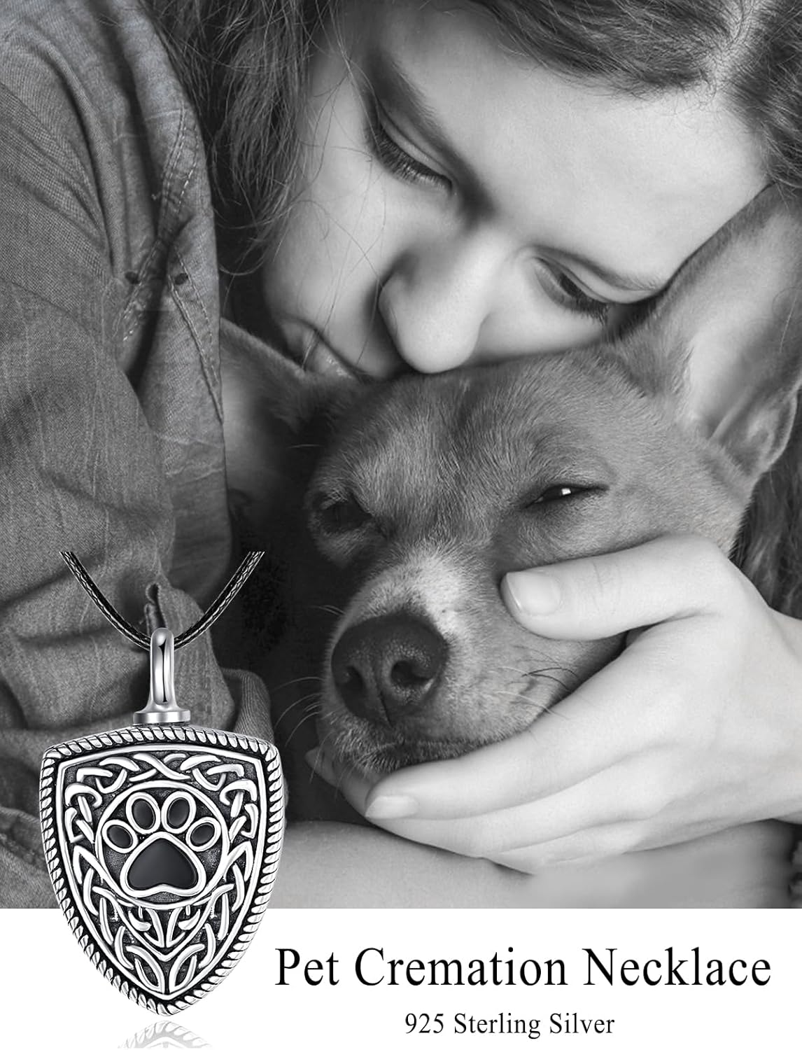 Dreamboat Pet Urn Necklace for Dog Cat Ashes 925 Sterling Silver Paw Print Cremation Keepsake Pendant Celtic Knot Memorial Jewelry Gifts for Women Men
