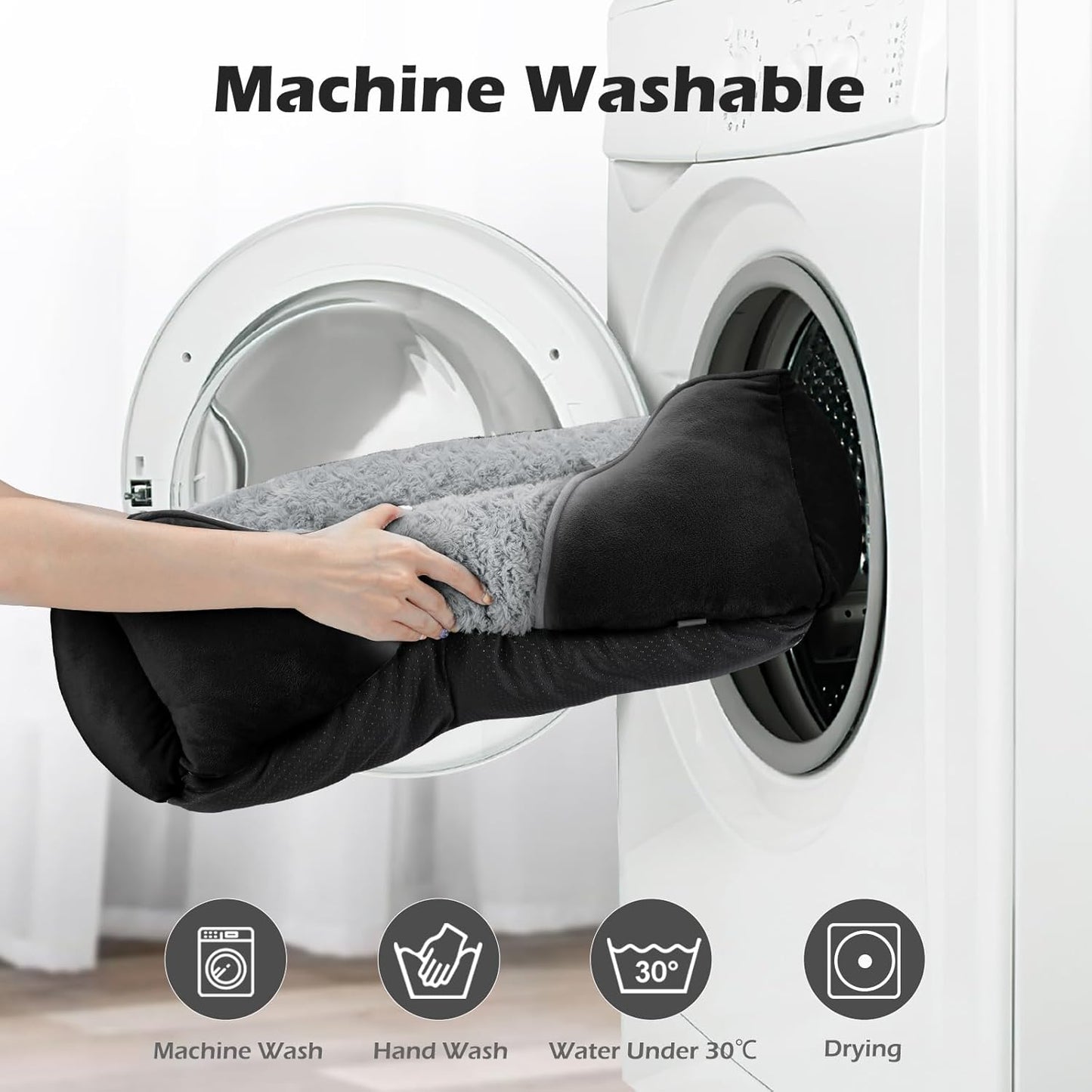 INVENHO Medium Dog Bed Rectangle Washable Orthopedic Soft Calming Sleeping Pet Cuddler with Anti-Slip Bottom