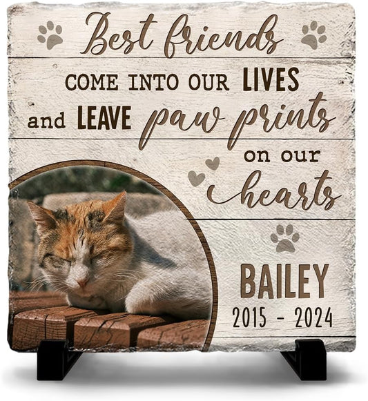 Custom Memorial Stones for Cats - Personalized Cat Loss Gifts: Square Tombstones for Graves - Pet Remembrance Gift