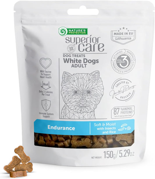Nature's Protection Low Calorie Dog Treats - Training Treats for Small, Medium & Large Breed Adult Dogs with Light Fur (Superior Care - Insects & Rice, 5.29 oz)