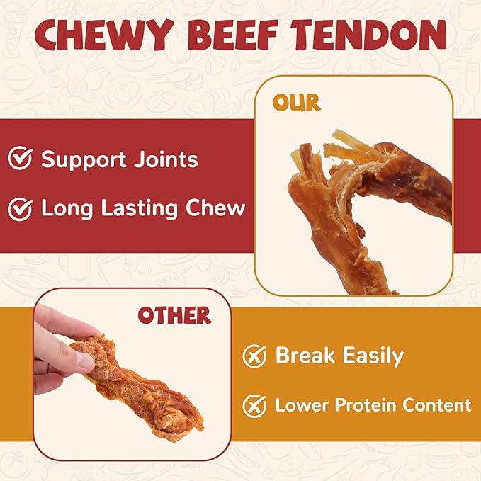 Turkey Dog Treats – Long Lasting Chew Sticks with Beef Tendon, Healthy Bones for Small Dogs (13g/Stick, 6 Counts)