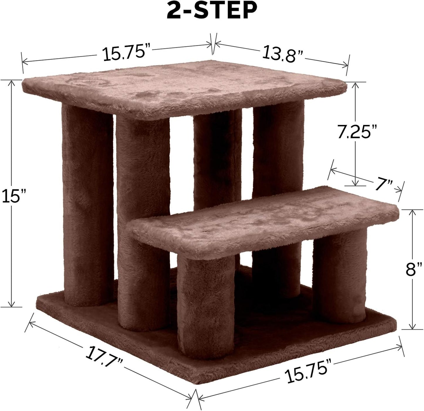 Furhaven Steady Paws Multi-Step Pet Stairs for High Beds & Sofas - Brown, 3-Step