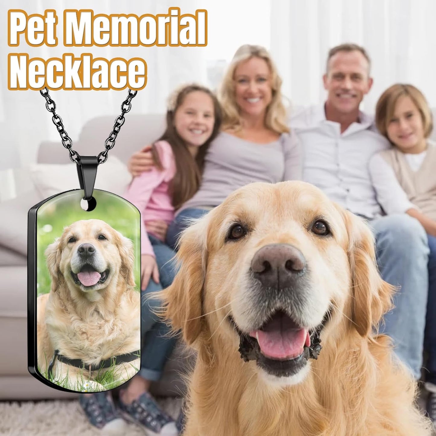 HJX Custom Dog Urn Necklaces for Ashes - Personalized Pet Cremation Jewelry for Ashes,Double-Sided Custom with Text Picture Memorial Gift for Pet Dogs Cats Ashes Necklace (Rectangle)