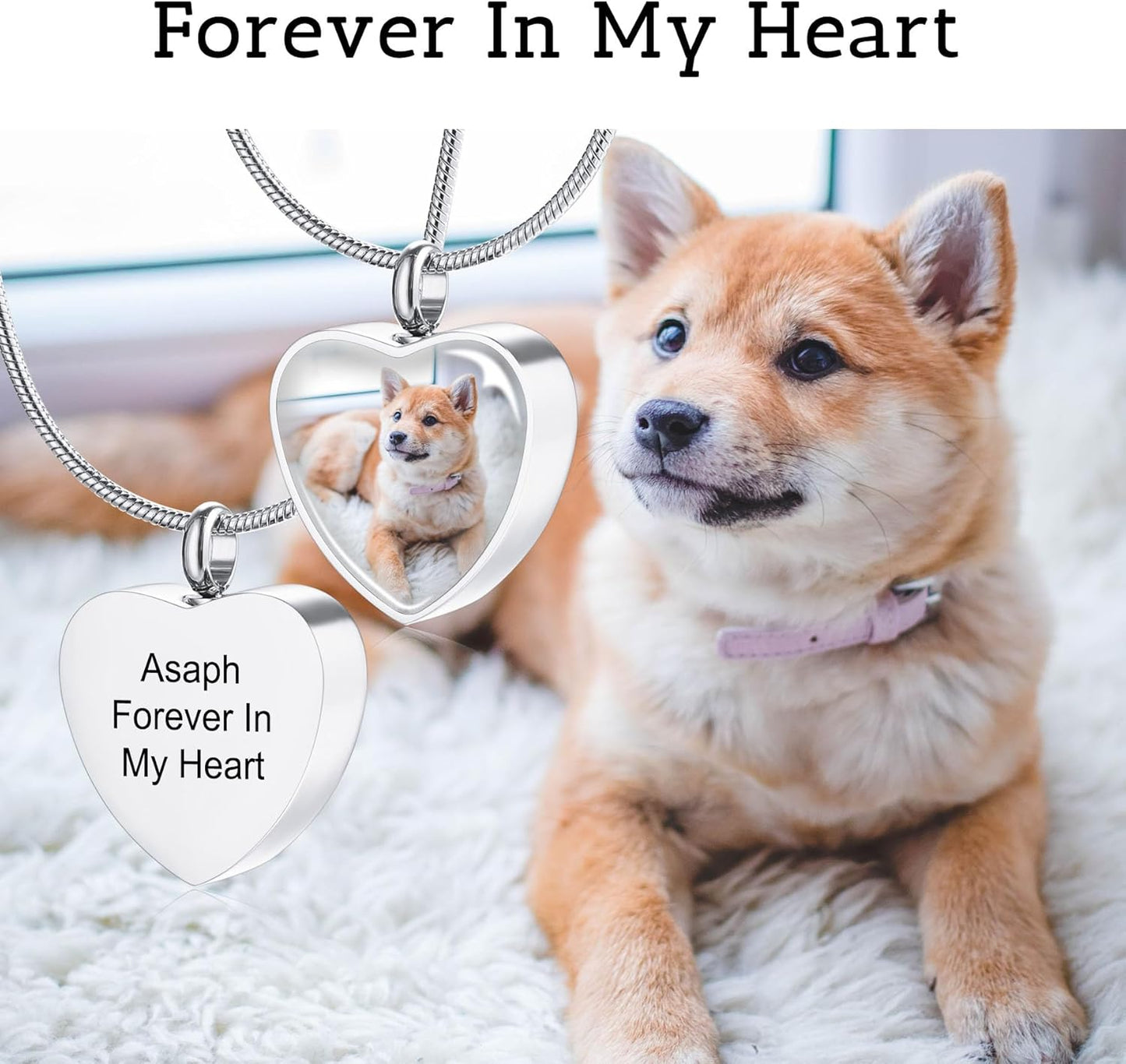 MeMeDIY Personalized Heart Paw Print Ashes Urn Pendant Necklace Custom Name/Photo/Date for Women Men Pet Lover Stainless Steel Memorial Dog Cat Pet Keepsake with Funnel Fill Kit Angel Wing