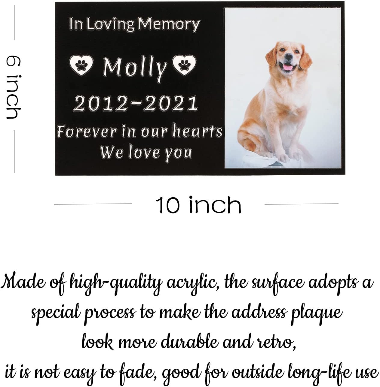 Pet Memorial Stone Cat Dog Pet Memorial Personalized Pet Grave Markers Customized Pet Grave Markers with Pet Name are a Sympathy Gift for The Loss of a Pet (Acrylic)