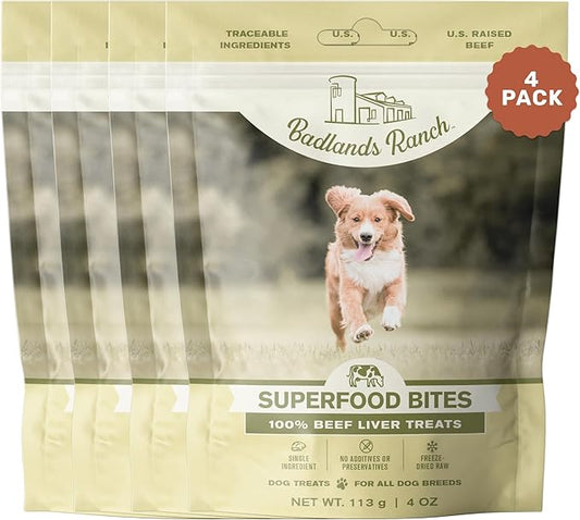 Superfood Bite, Freeze-Dried Raw Dog Treats - Protein Rich, Train & Reward, Traceable Single Ingredient by Katherine Heigl (4 Ounce (Pack of 4) Beef Liver)