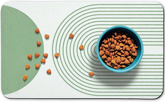 Dog Food Mats for Floors Waterproof, Cat Water Bowl Mats Pet Feeding Absorbent Mat Placemats for Food and Water Green Bohemia 24 * 32 inch