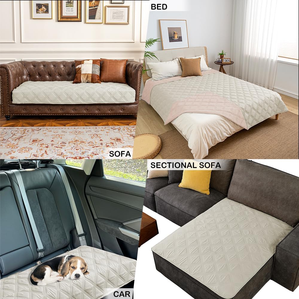 fuguitex Waterproof Dog Blanket Reversible for Small Dogs Resistant Leakproof Washable Couch Cushion Bed Protector Cover for Indoor Furniture Pet Friendly（40"*50",Baby Pink+Cream