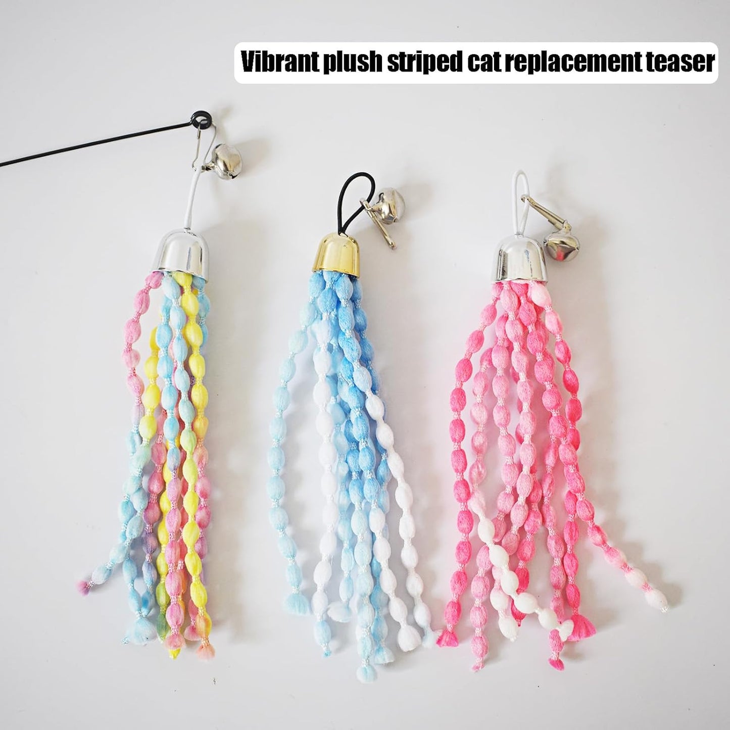 IUHKBH Cat Wands, Wire Cat Toys with 3 Teaser Replacement Heads Interactive Cat Toys for All Breed Sizes