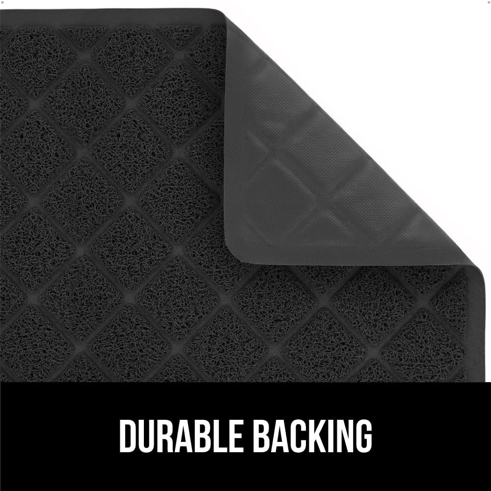 GORILLA GRIP Cat Litter Box Mat, 47x35, Water Resistant, US Designed Kitty Litter Trapping Mats, Easy to Clean, Scatter Control, Less Mess and Clean Floors, Kitten Supplies for Indoor Cats, Black
