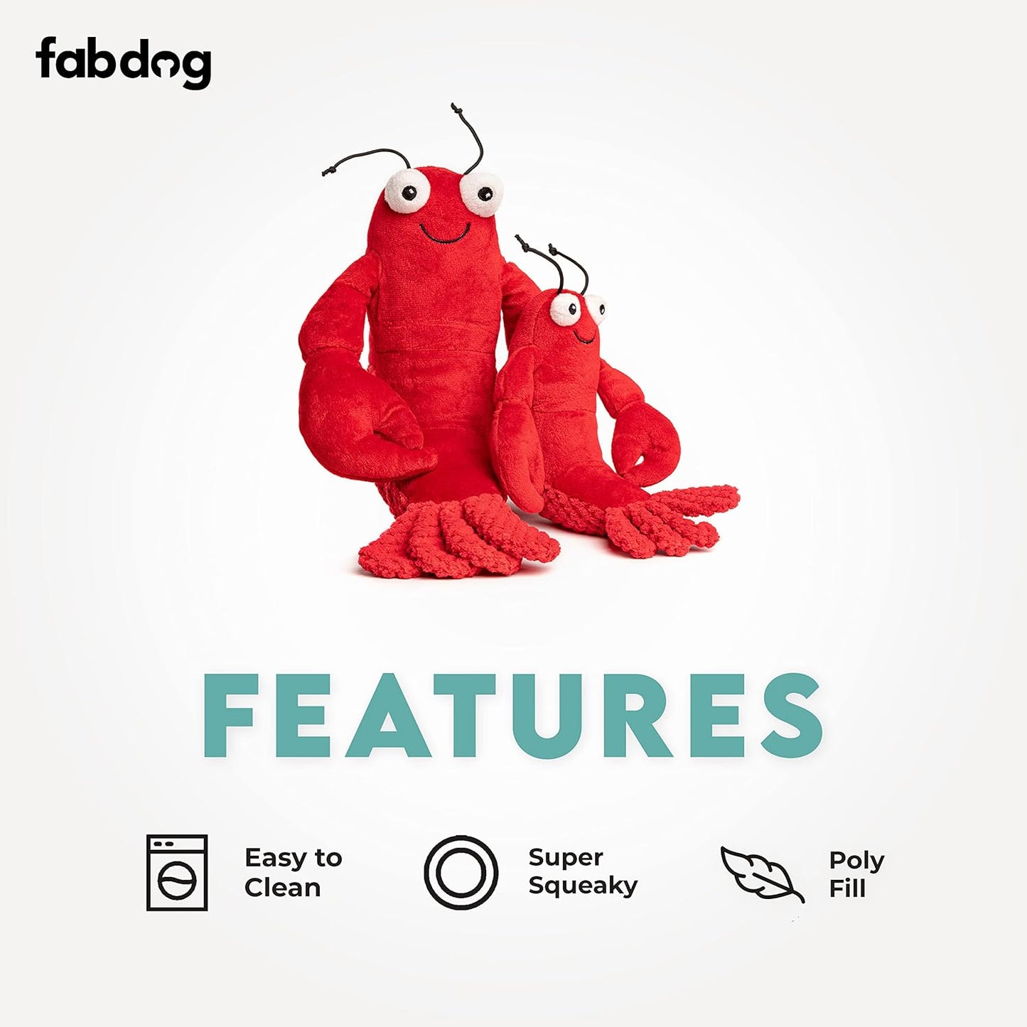 fabdog Floppies Plush Dog Toy - Cute & Durable Squeaky Dog Toys - Best Squeak Toy for Puppies and All Breeds | Ideal Pet Gift| Large Lobster