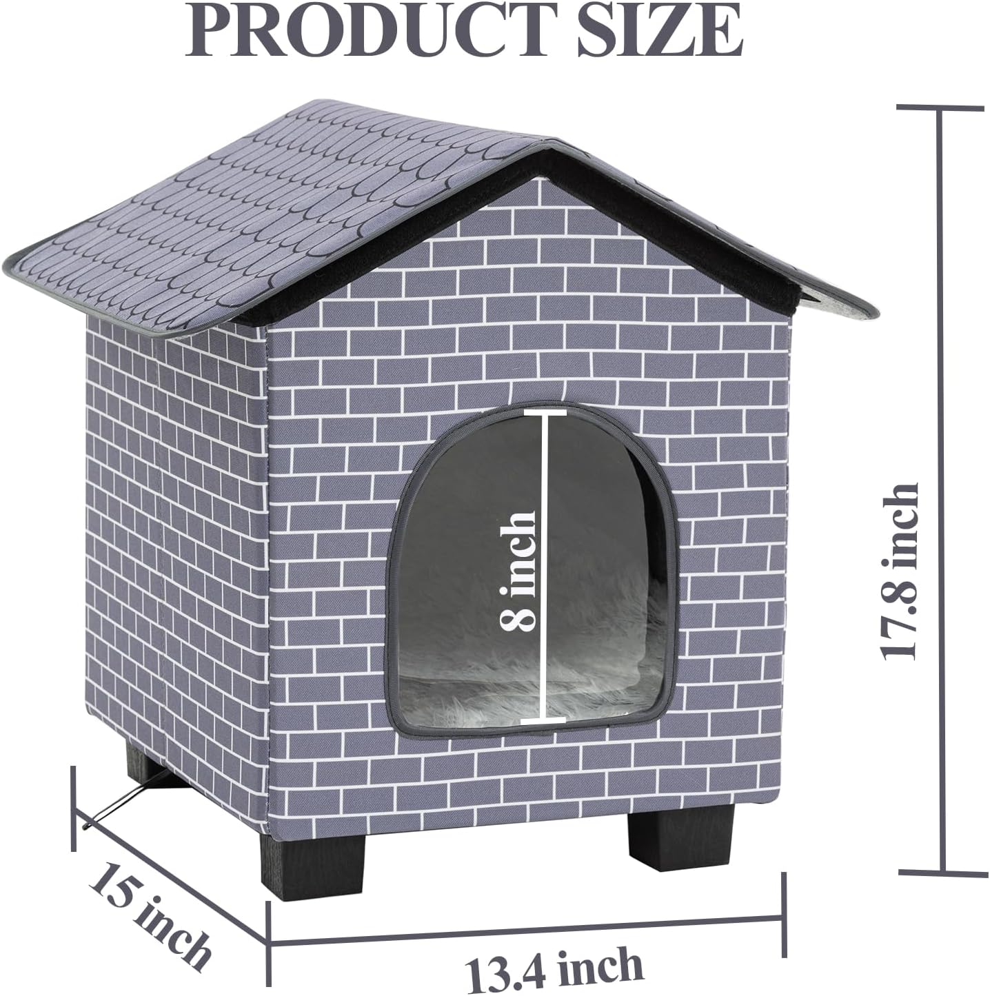 Kilodor Heated Outdoor Cat House, Insulated Elevated Cat House Weatherproof for Outside, Cat Shelter with Heated Pad for Outdoor/Indoor Cat in Winter Grey (Grey, Medium)
